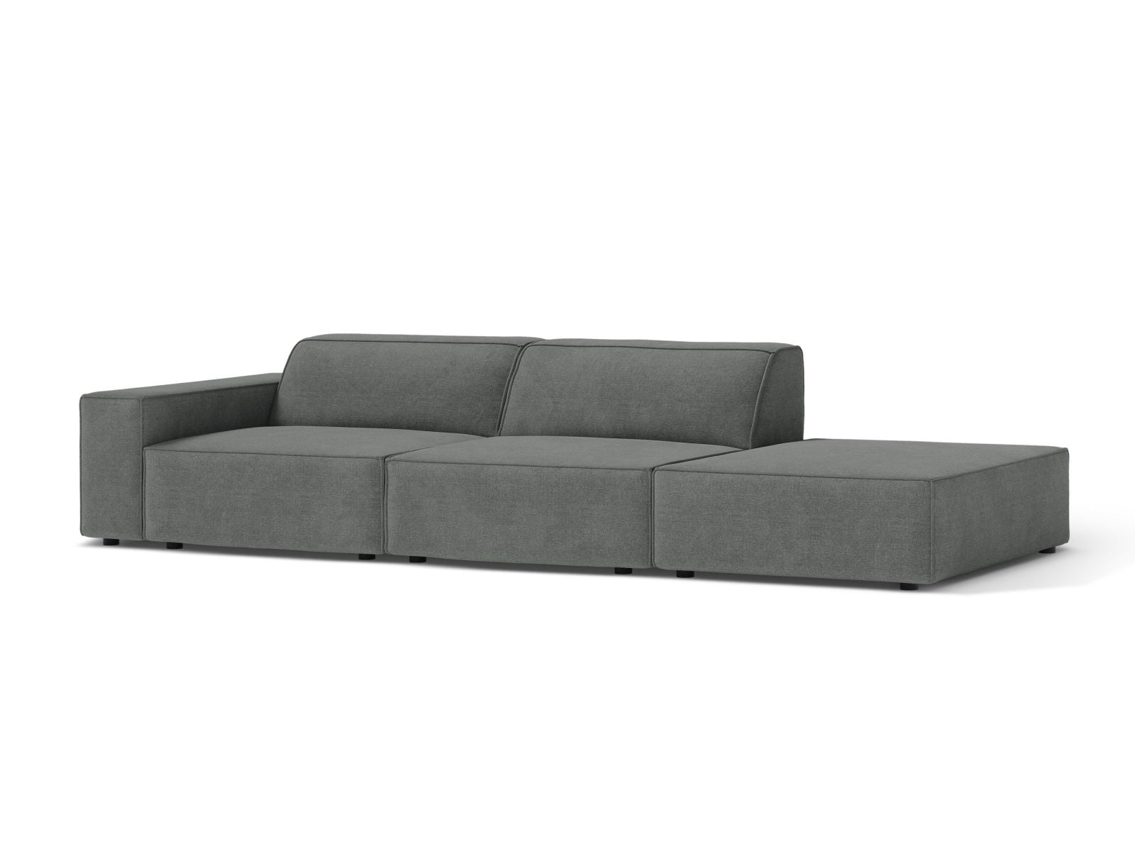 Elegantes 3-Sitzer Sofa Jodie in Grau, ideal für moderne Wohnräume. Modular und vielseitig, perfekt für stilvolle Einrichtung.