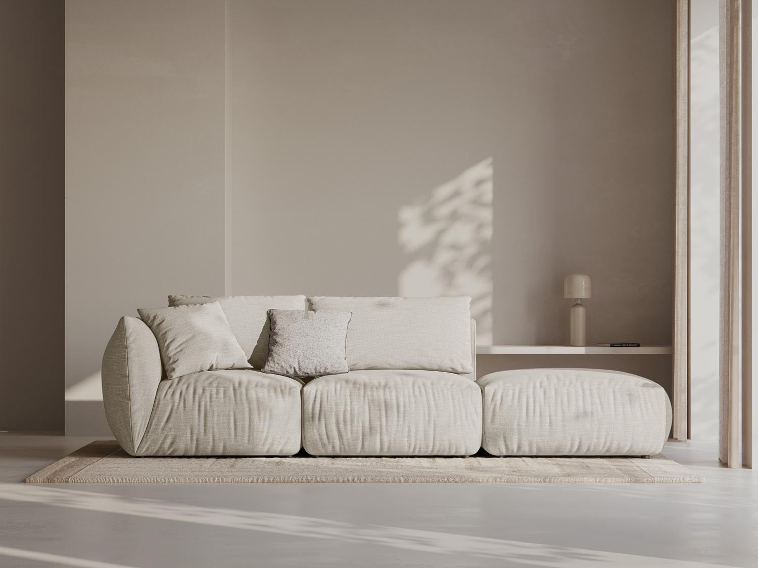 Chris Modular Sofa rechts 3 Sitzer in Natural-LINS präsentiert im Onlineshop von KAQTU Design AG. 3er Sofa ist von Micadoni
