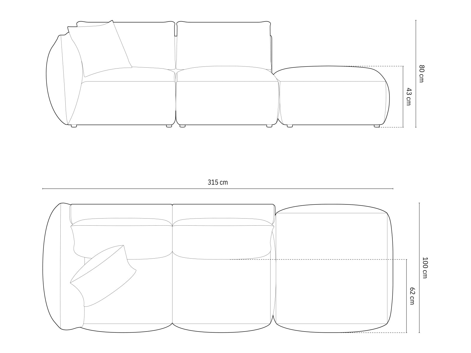 Modernes Chris Modular Sofa in zartem Mintgrün, perfekt für gemütliche Wohnzimmer. Bequemer 3-Sitzer von Micadoni.