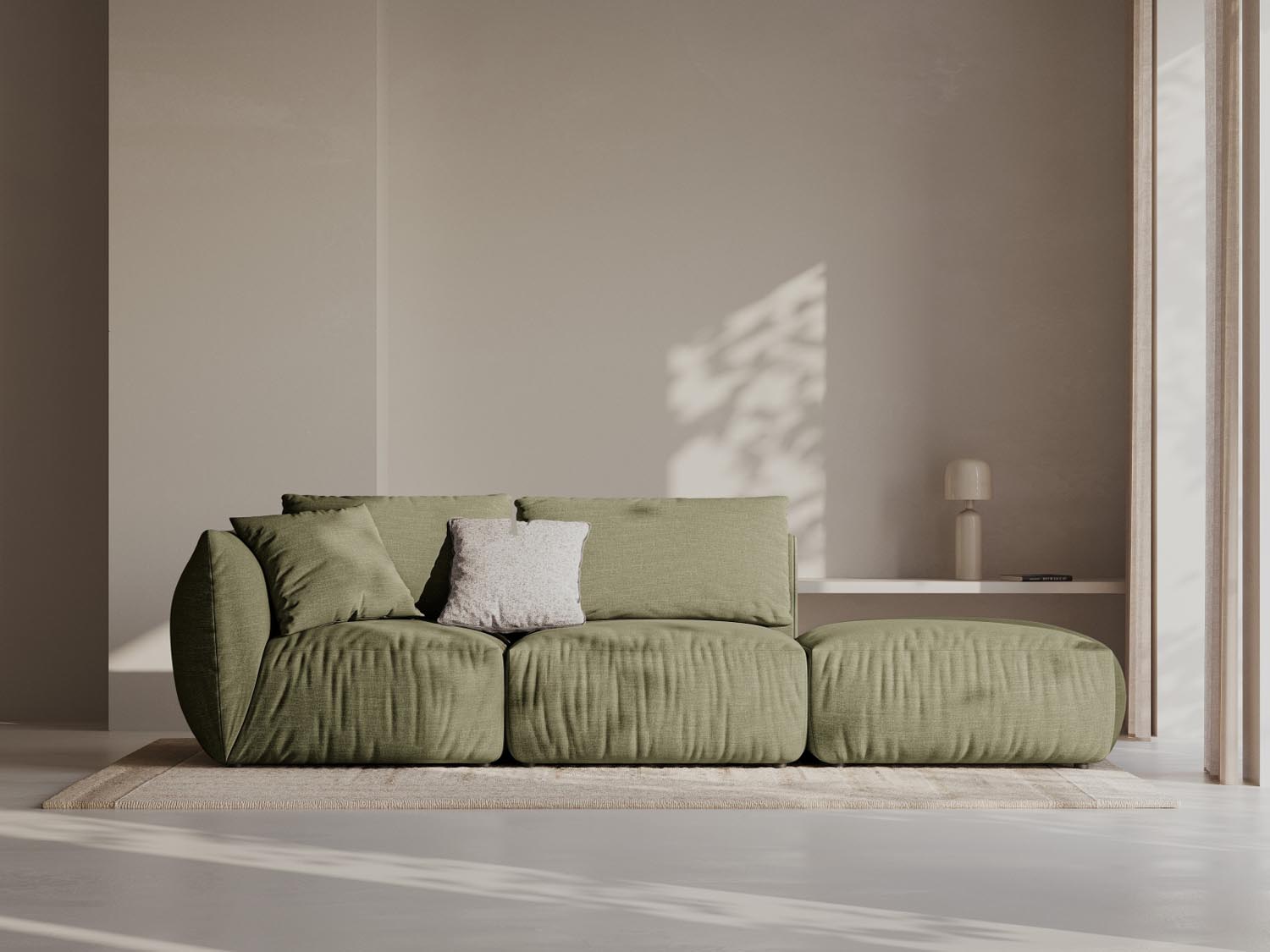 Chris Modular Sofa rechts 3 Sitzer in Light Green-LINS präsentiert im Onlineshop von KAQTU Design AG. 3er Sofa ist von Micadoni