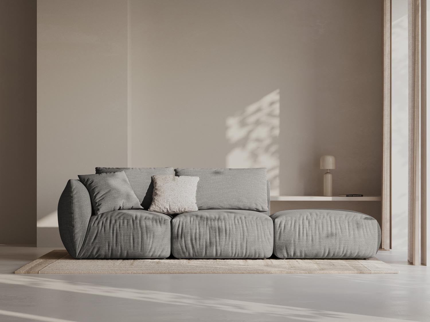 Chris Modular Sofa rechts 3 Sitzer in Warm grey-LINS präsentiert im Onlineshop von KAQTU Design AG. 3er Sofa ist von Micadoni