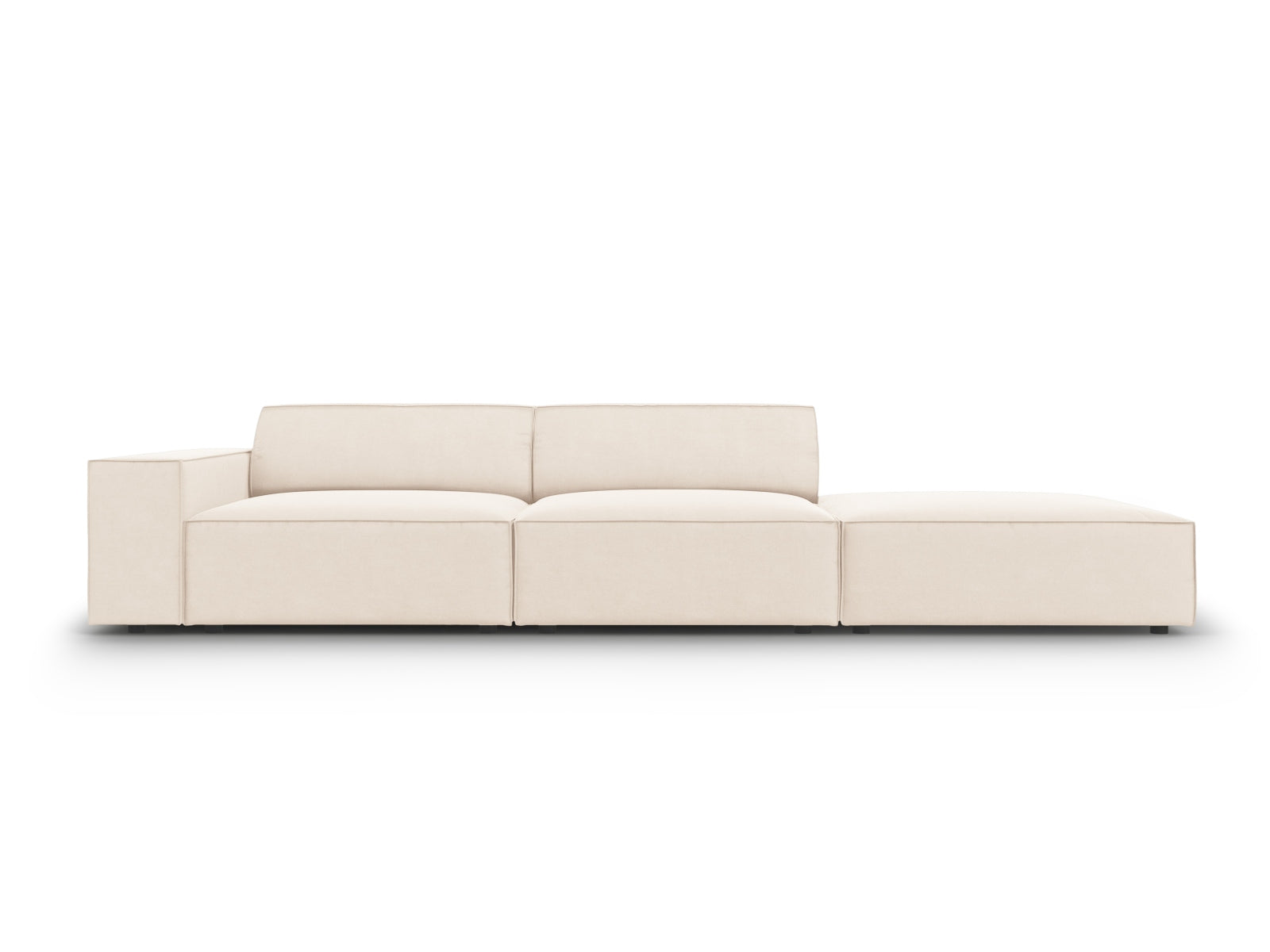 Jodie Velour modulares Sofa rechts 3 Sitzer in Light Beige-Bluvel präsentiert im Onlineshop von KAQTU Design AG. L-Sofa rechts ist von Micadoni