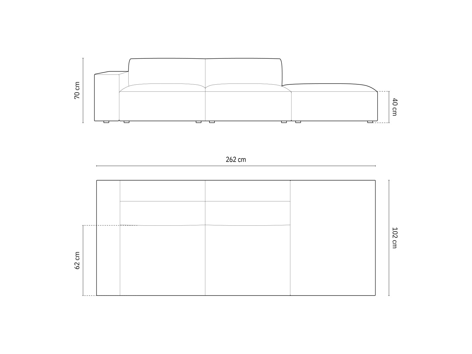 Modulares 3-Sitzer Sofa Jodie in edlem Flaschengrün, rechtsseitig, perfekt für moderne und elegante Wohnkonzepte von Micadoni.