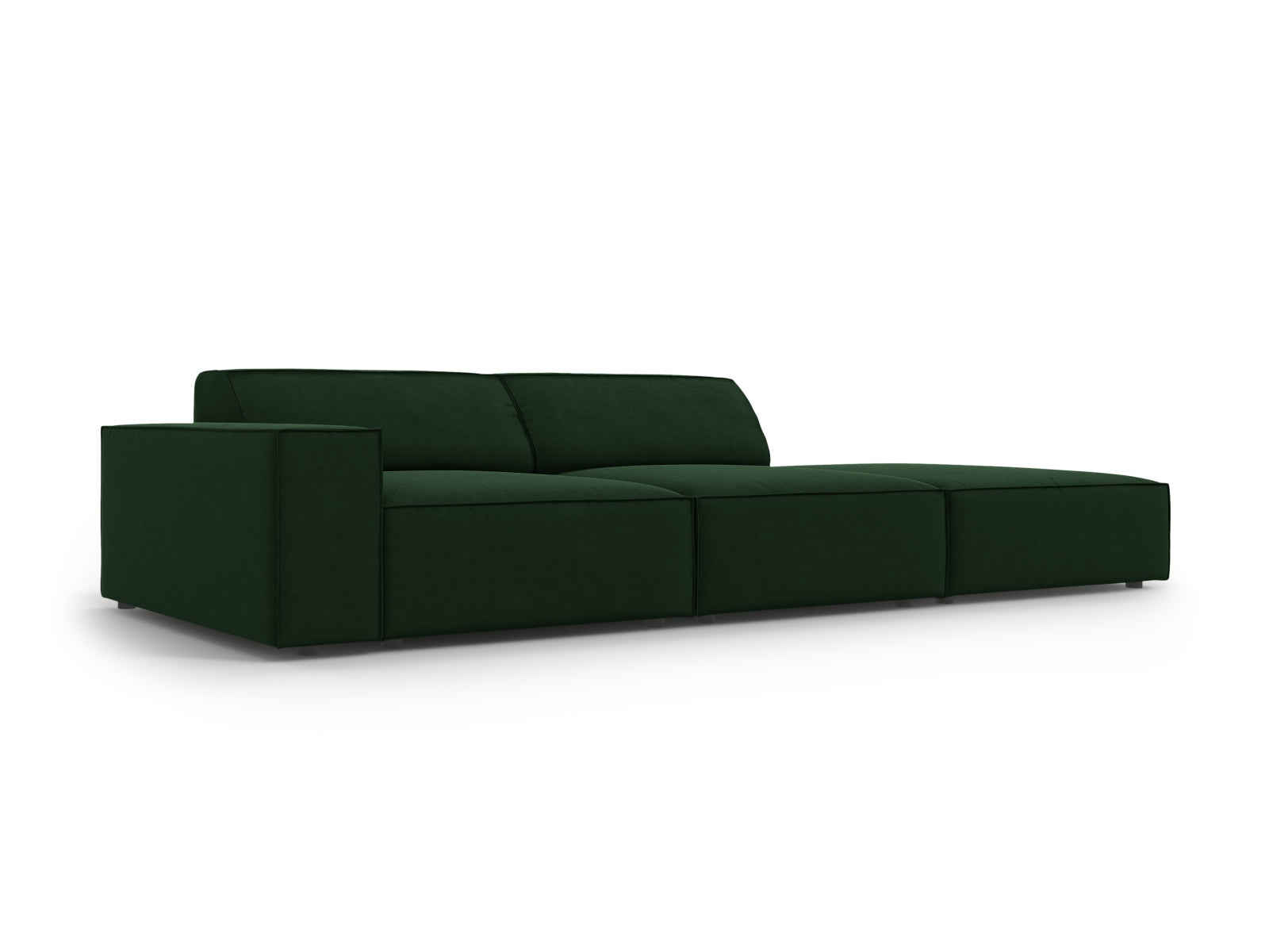 Elegantes, modulares 3-Sitzer Sofa Jodie in luxuriösem Flaschengrün, rechtsseitig, ideal für stilvolle Wohnräume von Micadoni.
