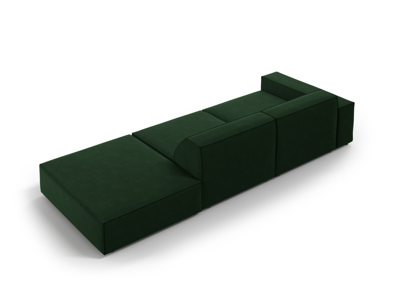 Modulares 3-Sitzer Sofa Jodie in edlem Flaschengrün, rechtsseitig, perfekt für moderne und elegante Wohnkonzepte von Micadoni.