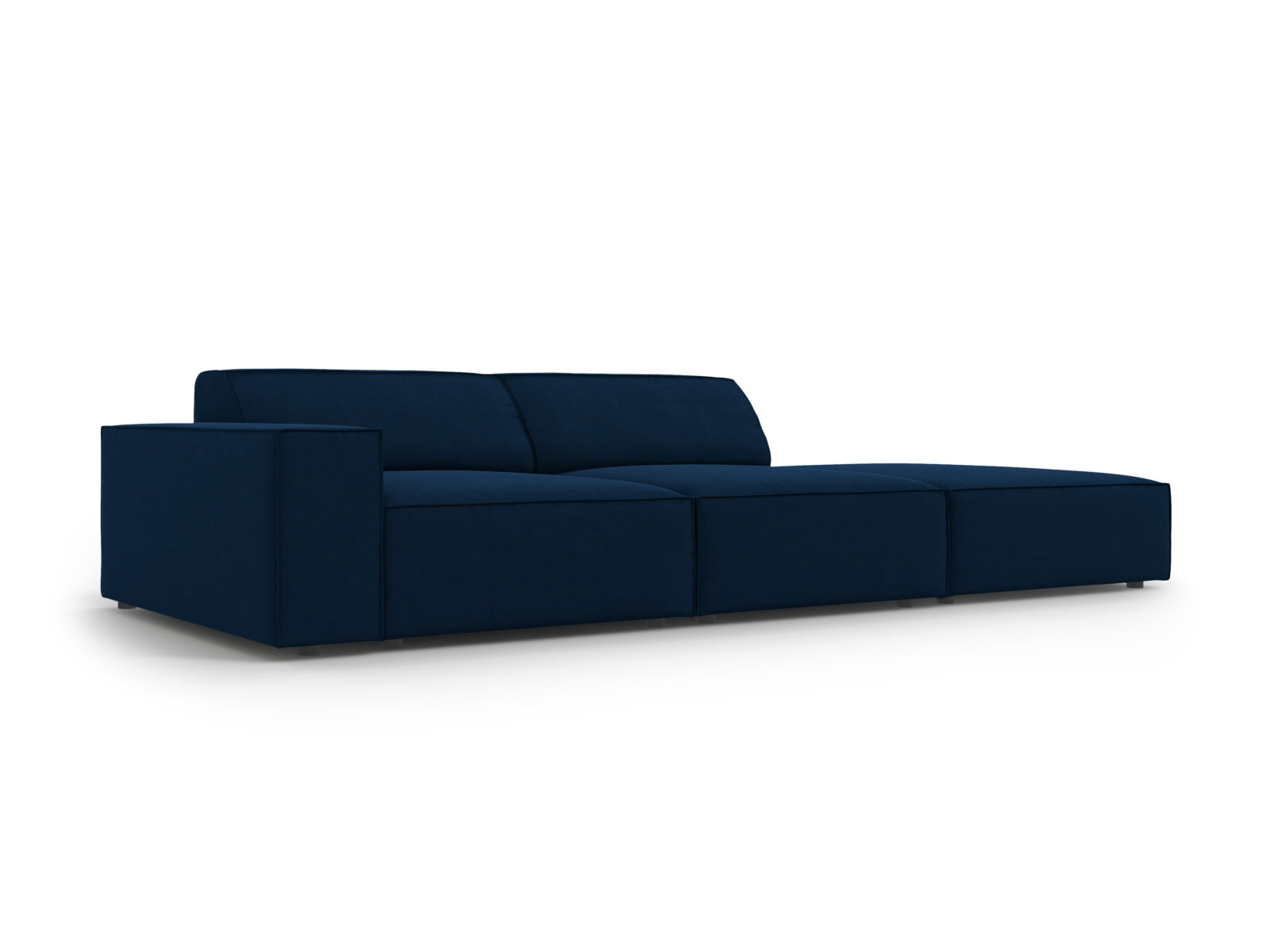 Elegantes modulares Sofa Jodie in Royal Blue, 3-Sitzer mit Veloursbezug, ideal für stilvolle Wohnräume und gemütliche Abende.