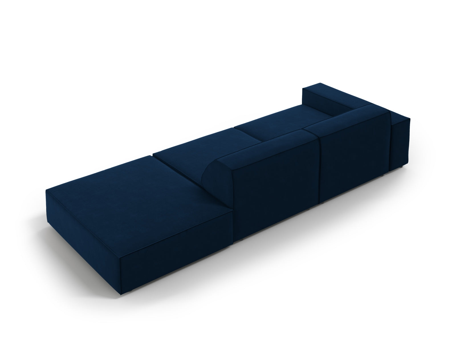 Modulares 3-Sitzer Sofa Jodie in Royal Blue mit weichem Velours, perfekt für moderne Wohnzimmer und entspannte Stunden.