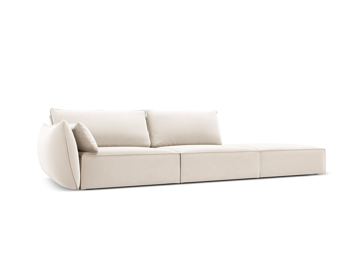Kaelle Velour Sofa rechts 4 Sitzer in Light Beige-Bluvel präsentiert im Onlineshop von KAQTU Design AG. L-Sofa rechts ist von Micadoni