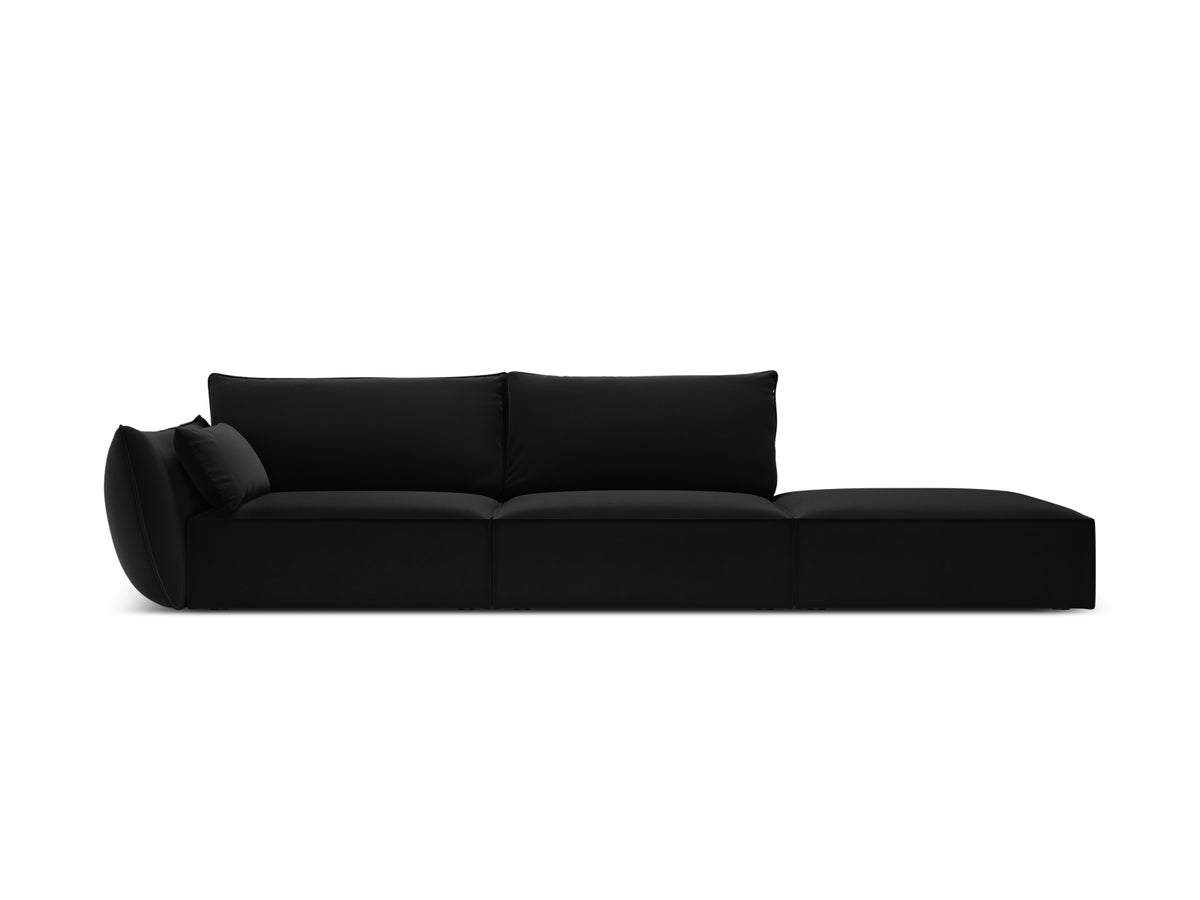 Kaelle Velour Sofa rechts 4 Sitzer in Black-Bluvel präsentiert im Onlineshop von KAQTU Design AG. L-Sofa rechts ist von Micadoni