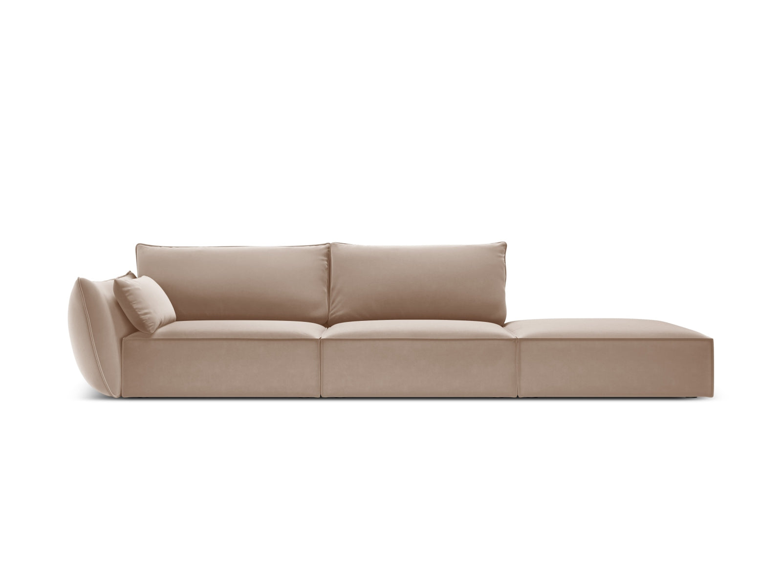 Kaelle Velour Sofa rechts 4 Sitzer in Beige-Bluvel präsentiert im Onlineshop von KAQTU Design AG. L-Sofa rechts ist von Micadoni