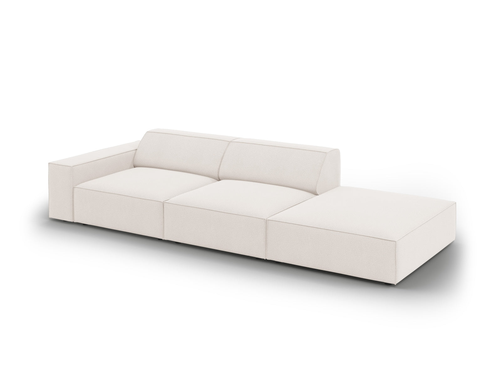 Modulares 3-Sitzer Sofa "Jodie" in sanftem Beige, perfekt für moderne Wohnkonzepte, bietet Komfort und Flexibilität in jedem Raum.