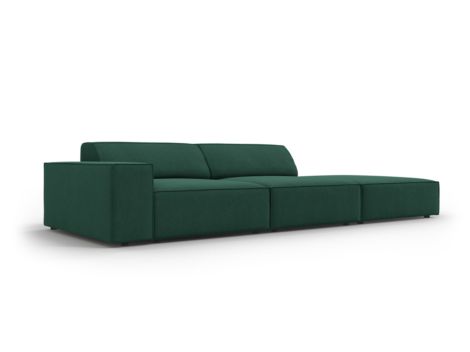 Elegantes, modulares 3-Sitzer Sofa "Jodie" in frischem Grün, ideal für zeitgemäße Wohnräume mit offener rechter Seite.