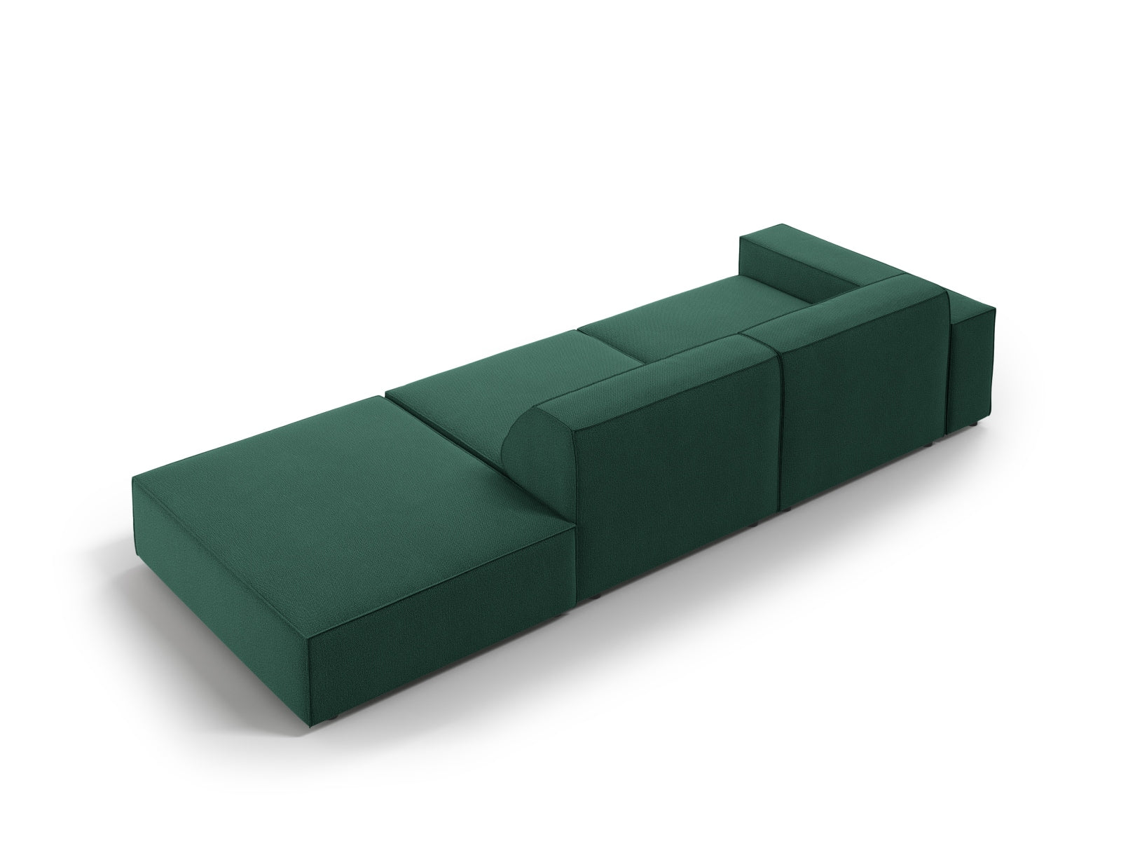 Stilvolles, modulares 3-Sitzer Sofa "Jodie" in lebhaftem Grün, perfekt für moderne Wohnkonzepte mit offener rechter Seite.