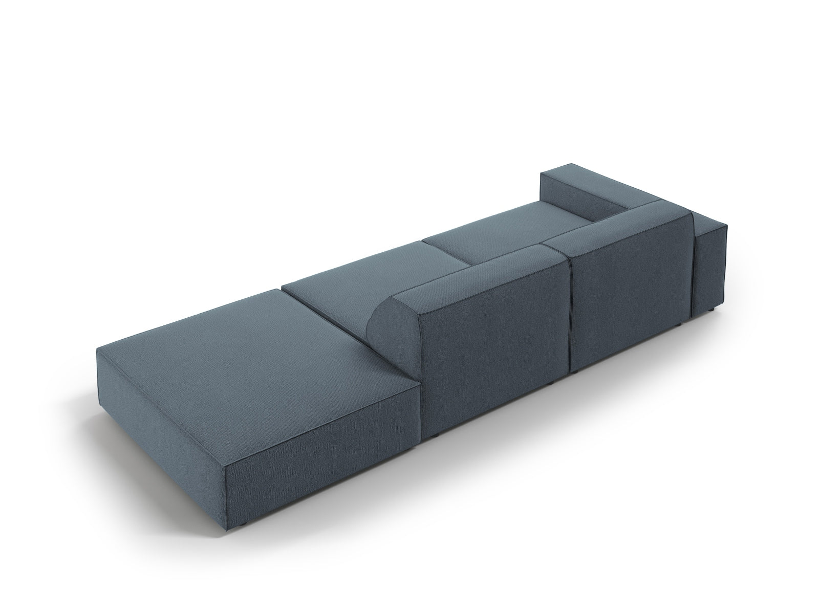 Modulares 3-Sitzer Sofa "Jodie" in stilvollem Blau, mit offener rechter Seite. Ideal für moderne Wohnkonzepte und entspannte Stunden.