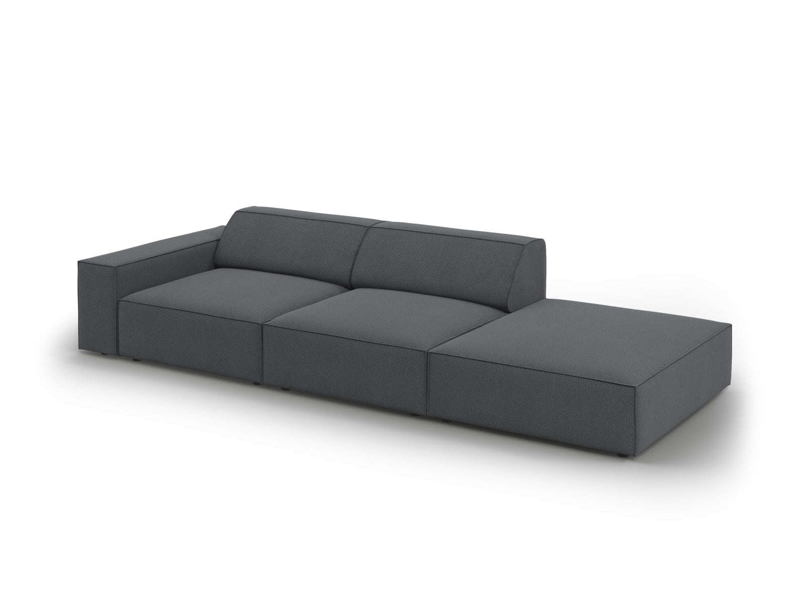 Modulares 3-Sitzer Sofa "Jodie" in edlem Dunkelgrau, perfekt für stilvolle Wohnräume, bietet Flexibilität und Komfort.