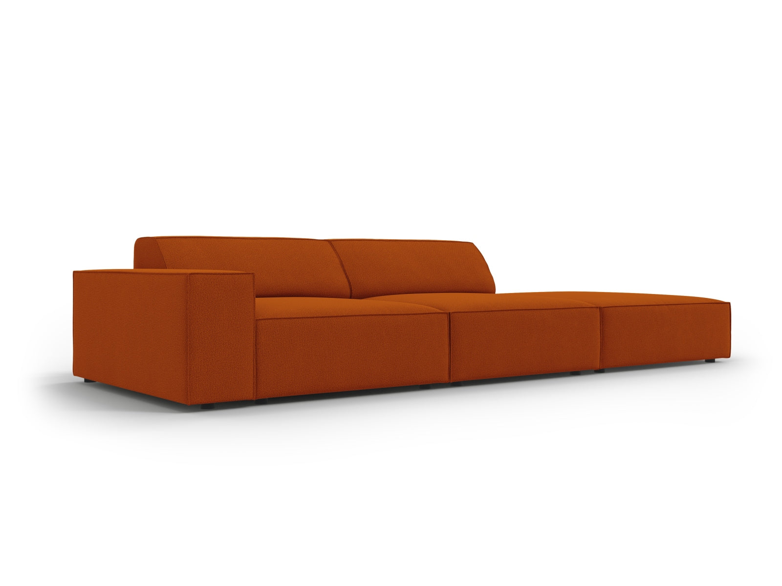 Modulares Jodie Sofa in warmem Terracotta, 3-Sitzer mit offener rechter Seite, perfekt für zeitgemäße Wohnkonzepte von Micadoni.
