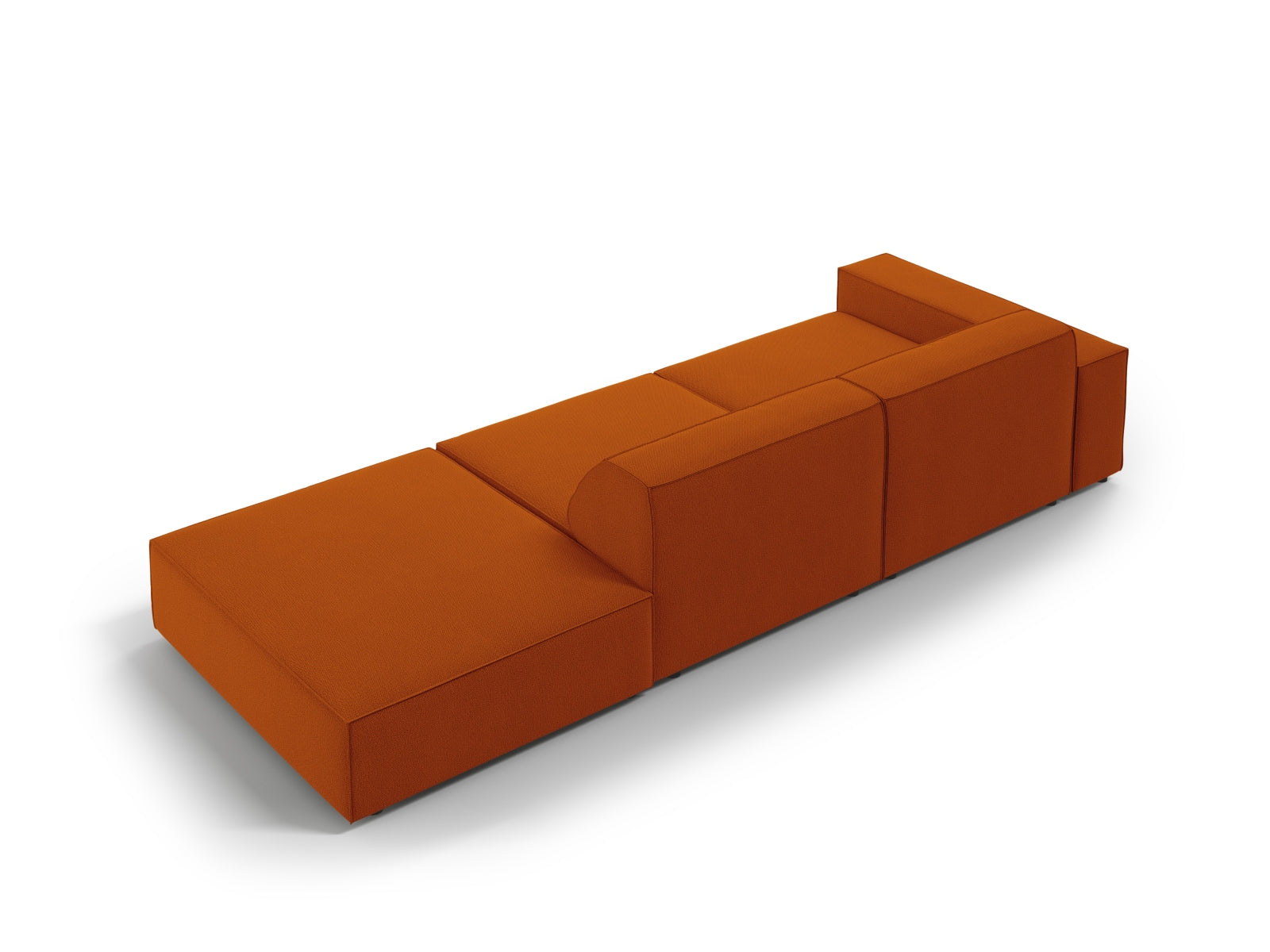 Stylisches modulares Sofa Jodie in sanftem Terracotta, 3-Sitzer mit offener rechter Seite, perfekt für zeitgemäße Wohnkonzepte von Micadoni.
