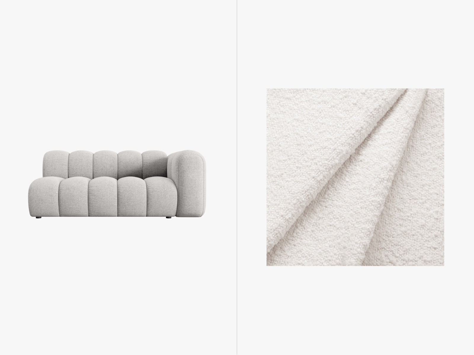 Lupine Boucle rechts Modular Sofa 3 Sitzer in White präsentiert im Onlineshop von KAQTU Design AG. Modulares Sofa ist von Micadoni