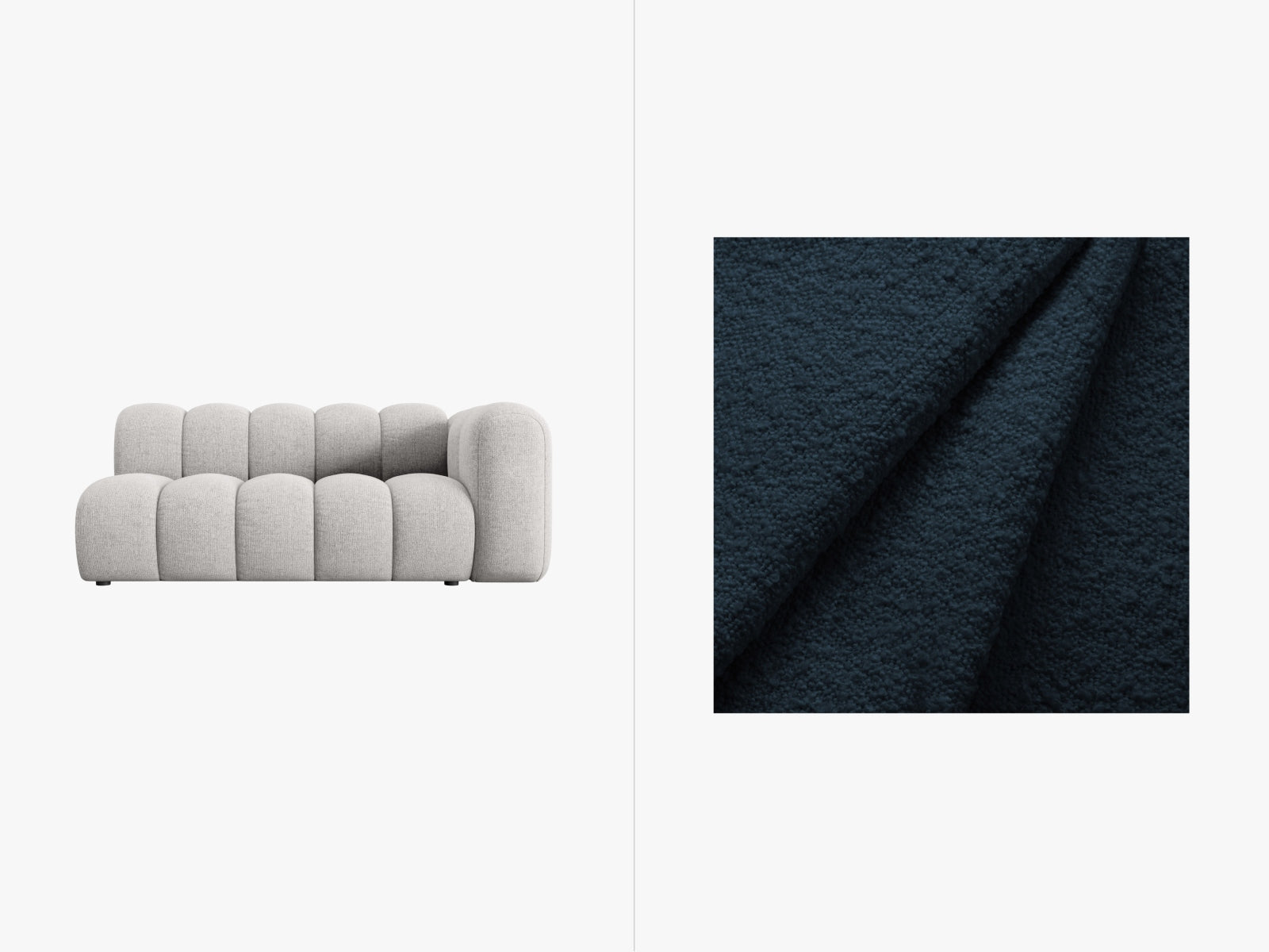 Lupine Boucle rechts Modular Sofa 3 Sitzer in Dark Blue präsentiert im Onlineshop von KAQTU Design AG. Modulares Sofa ist von Micadoni