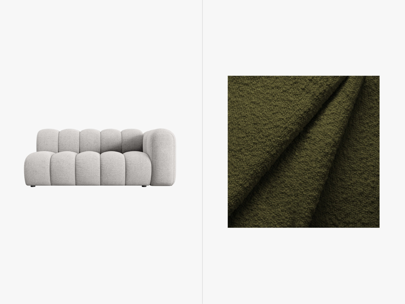 Lupine Boucle rechts Modular Sofa 3 Sitzer in Dark Olive Green präsentiert im Onlineshop von KAQTU Design AG. Modulares Sofa ist von Micadoni