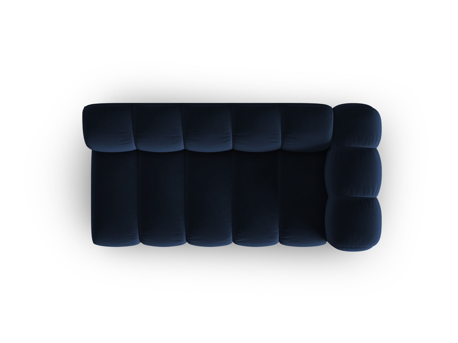 Elegantes, modulares 3-Sitzer Sofa Lupine in Royal Blue, rechtsseitig, aus hochwertigem Velours für stilvolle Wohnräume.