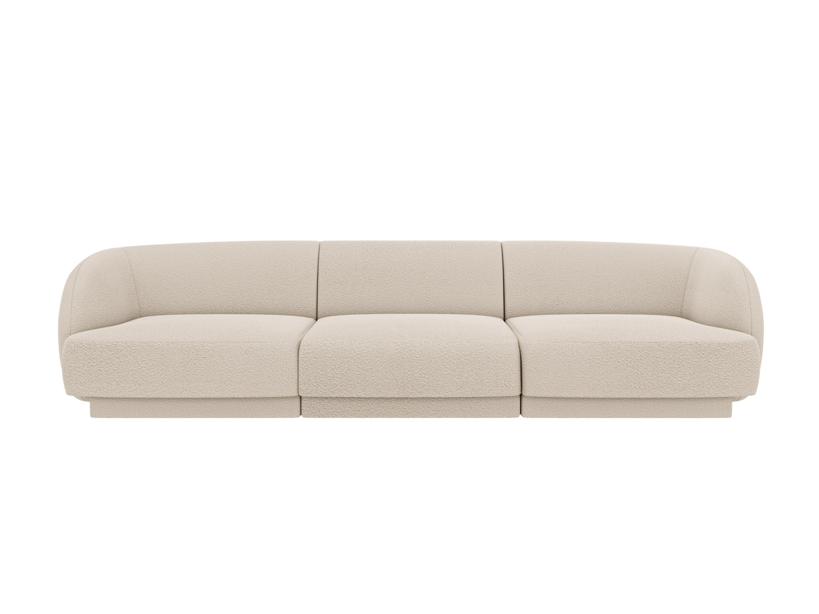 Elegantes Miley Boucle Sofa für 3 Personen in stilvollem Beige, ideal für moderne Wohnräume, erhältlich bei KAQTU Design AG.