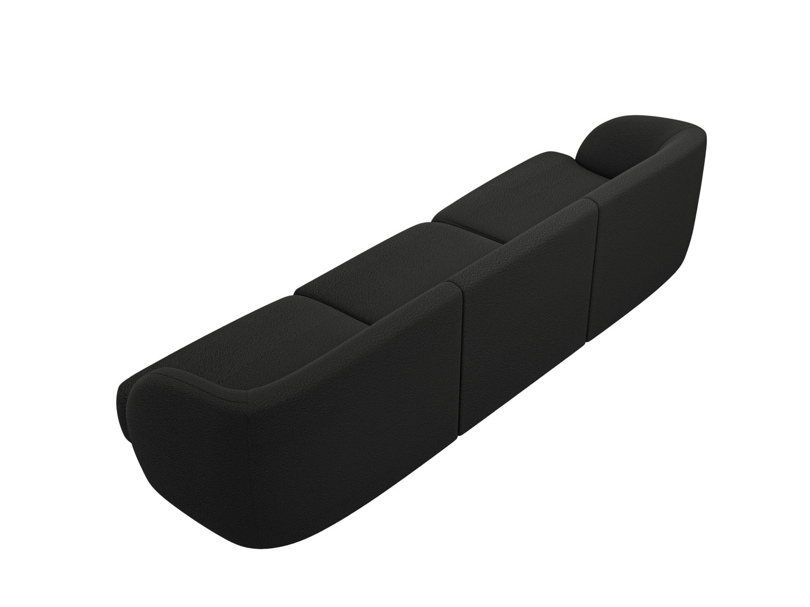 Stilvolles 3-Sitzer Boucle Sofa "Miley" in elegantem Schwarz, perfekt für zeitgemäße Wohnkonzepte und entspannte Stunden.