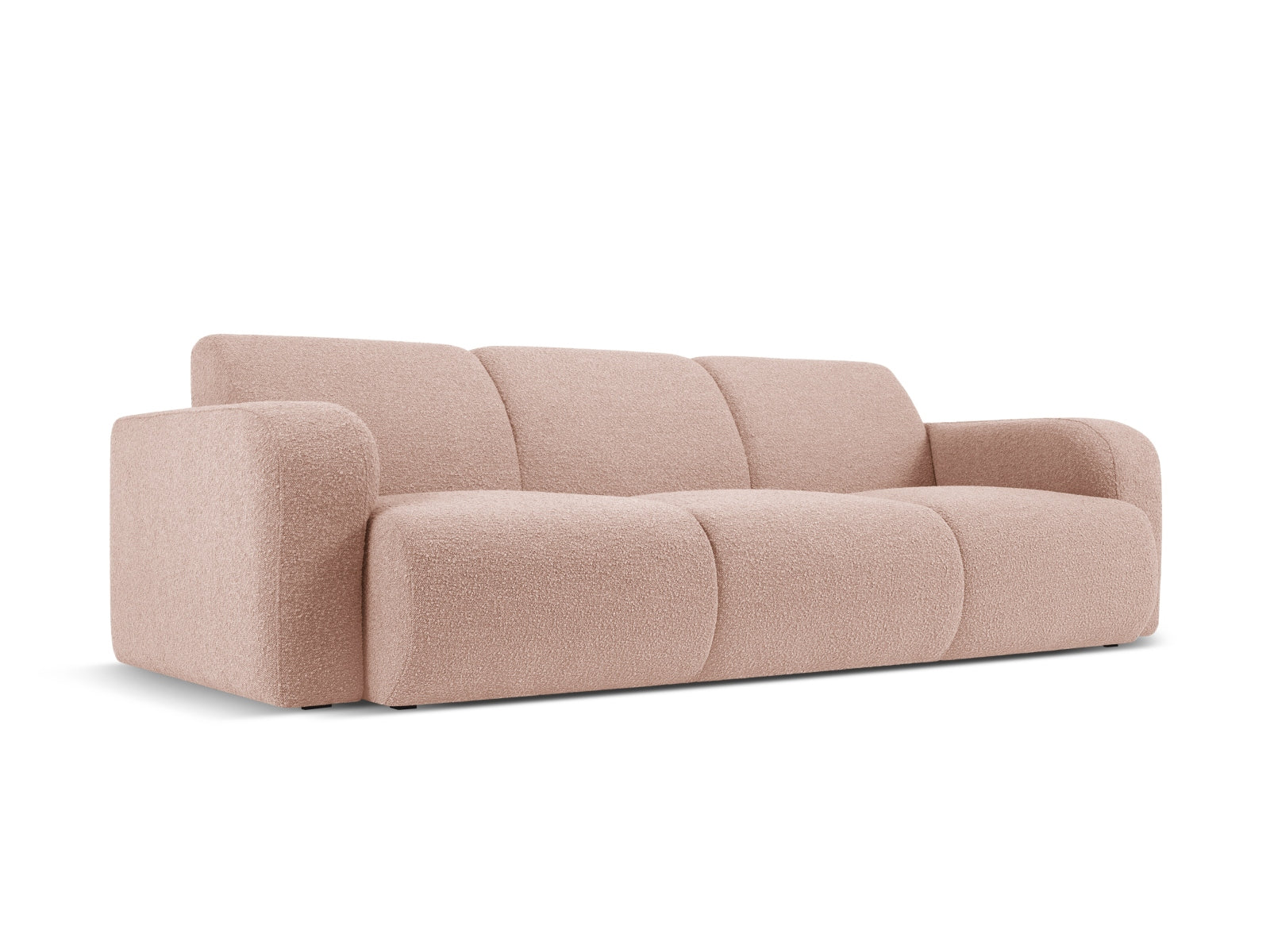 Elegantes 3-Sitzer Sofa Molino Boucle in sanftem Powder Pink, stilvoll und modern, ideal für jedes Wohnzimmer.