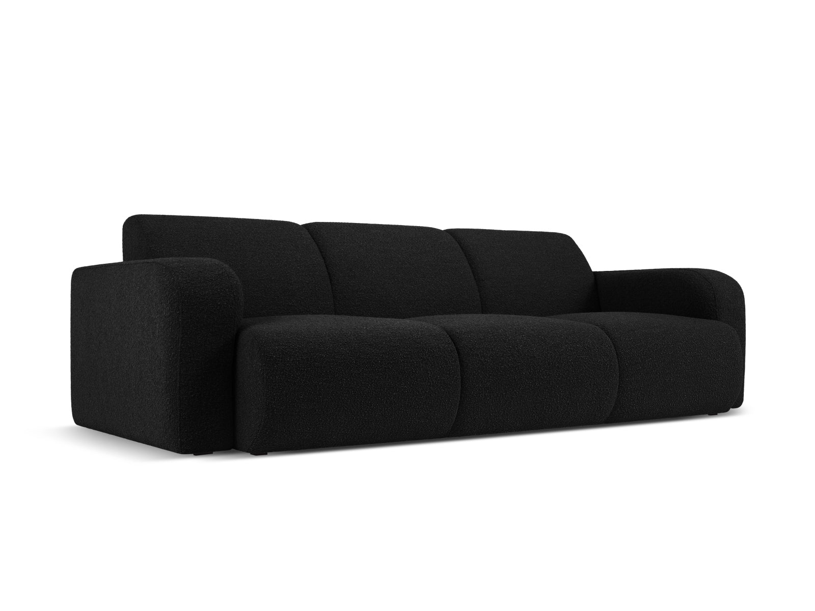 Elegantes 3-Sitzer Sofa Molino Boucle in stilvollem Schwarz, ideal für moderne Wohnräume, von Micadoni.