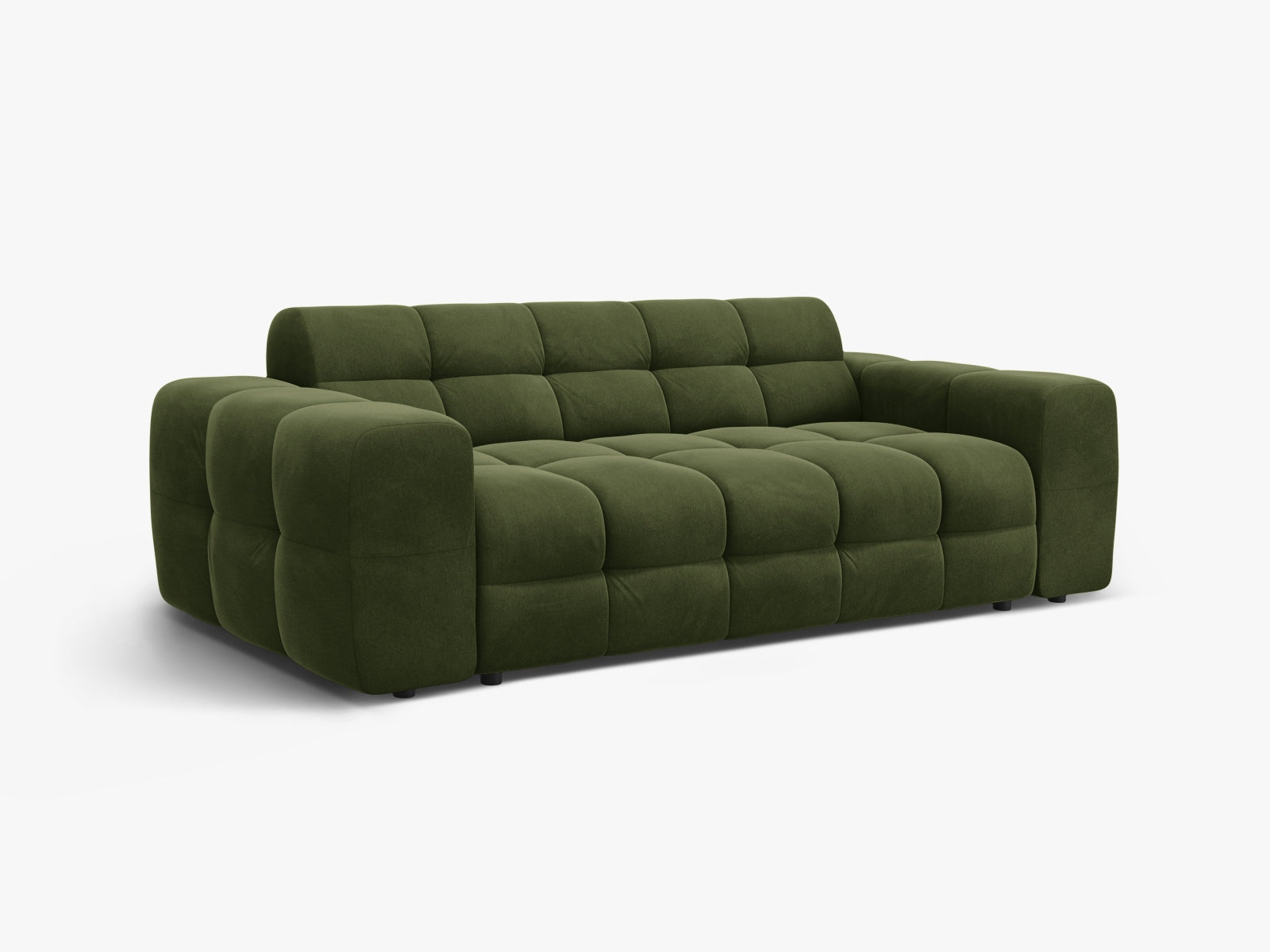 Stilvolles Kendal Velour Sofa in Army Green, 3-Sitzer von Micadoni, perfekt für moderne Wohnkonzepte und entspannte Stunden.