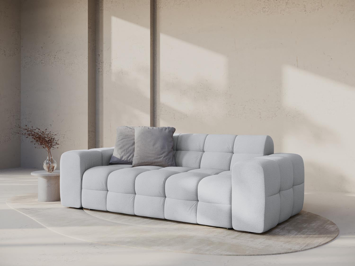 Erleben Sie das Kendal Sofa 3 Sitzer von Micadoni – elegantes Design, luxuriöser Velourstoff und optimaler Komfort für Ihr Wohnzimmer.