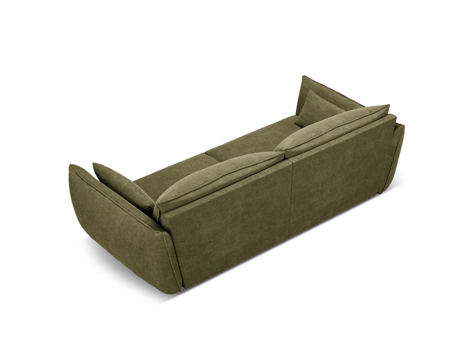 Modernes 3-Sitzer Sofa Kaelle in der Farbe Green-Over The Horizon, perfekt für stilvolle Wohnräume und gemütliche Abende.