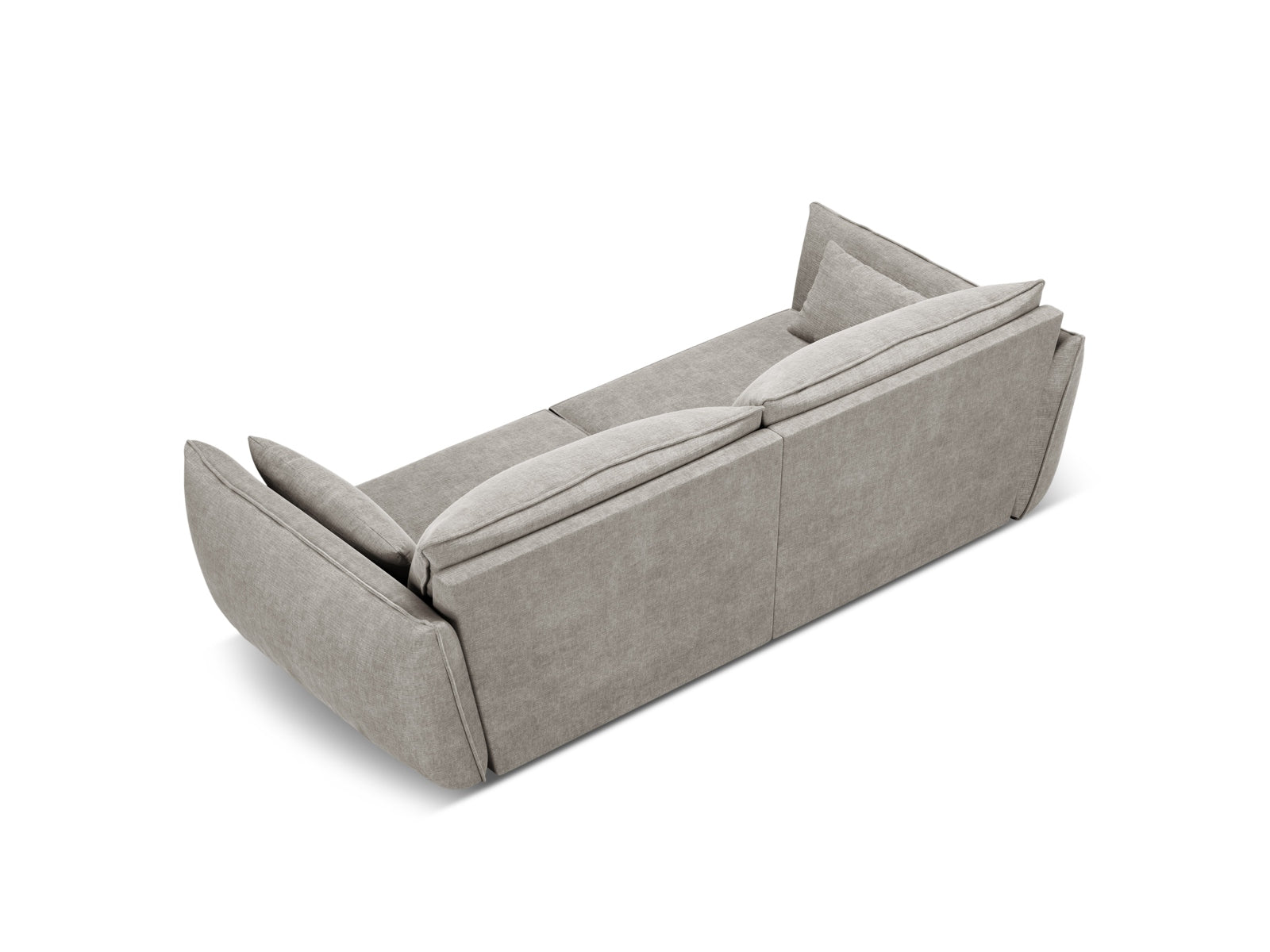 Modernes 3-Sitzer Sofa Kaelle in sanftem Grau, perfekt für gemütliche Wohnzimmer und stilvolle Einrichtung, angeboten von Micadoni.