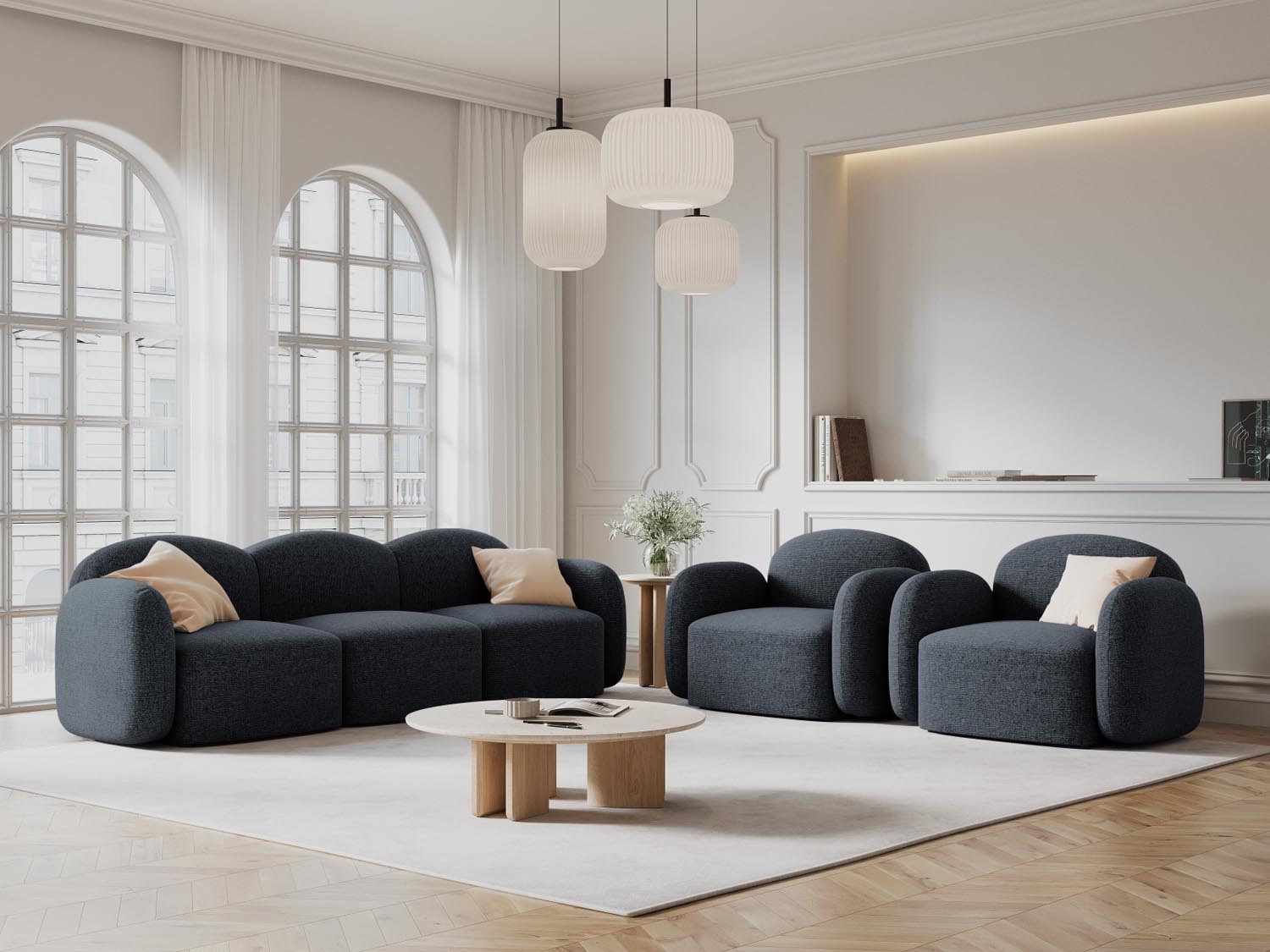 Entdecken Sie das Blair Sofa 3 Sitzer von Micadoni – ein luxuriöses Velours Sofa, das modernes Design und höchsten Sitzkomfort vereint.