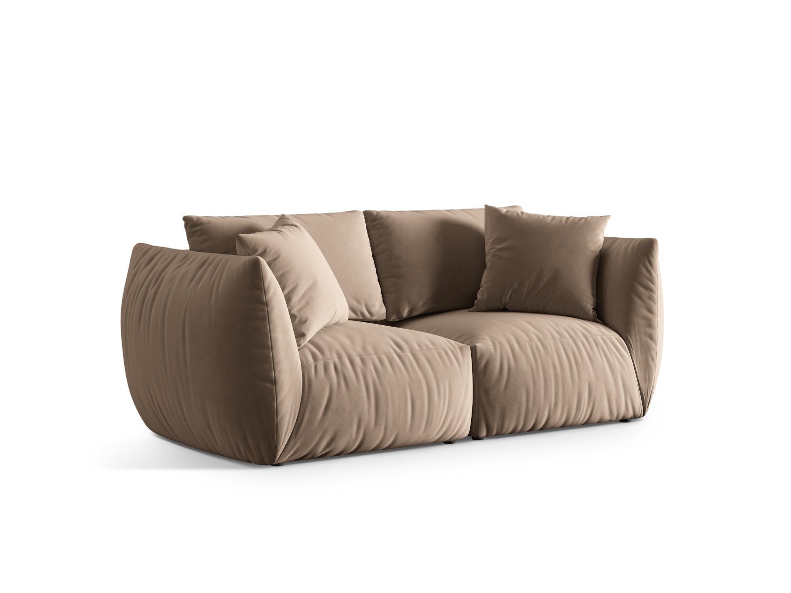 Modernes 3-Sitzer Sofa Chris aus Velours in warmem Braun, vielseitig und bequem, ideal für jedes Wohnzimmer.