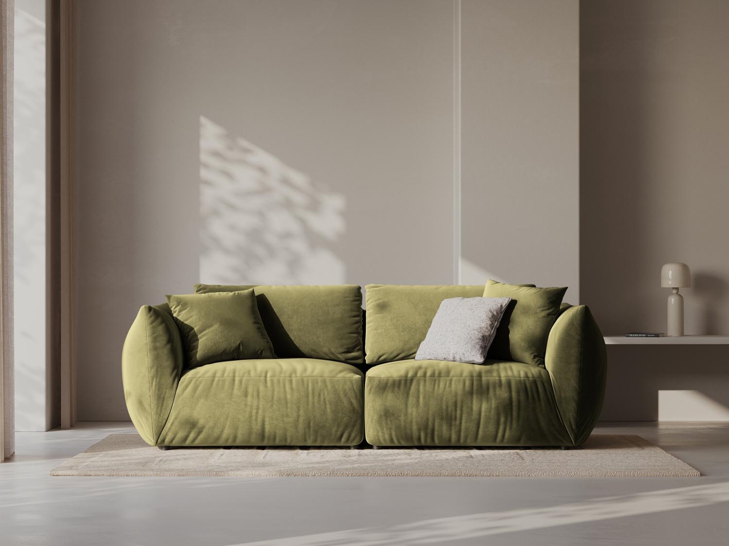 Chris Velour Modular Sofa 3 Sitzer in Light Green-Casino präsentiert im Onlineshop von KAQTU Design AG. 3er Sofa ist von Micadoni
