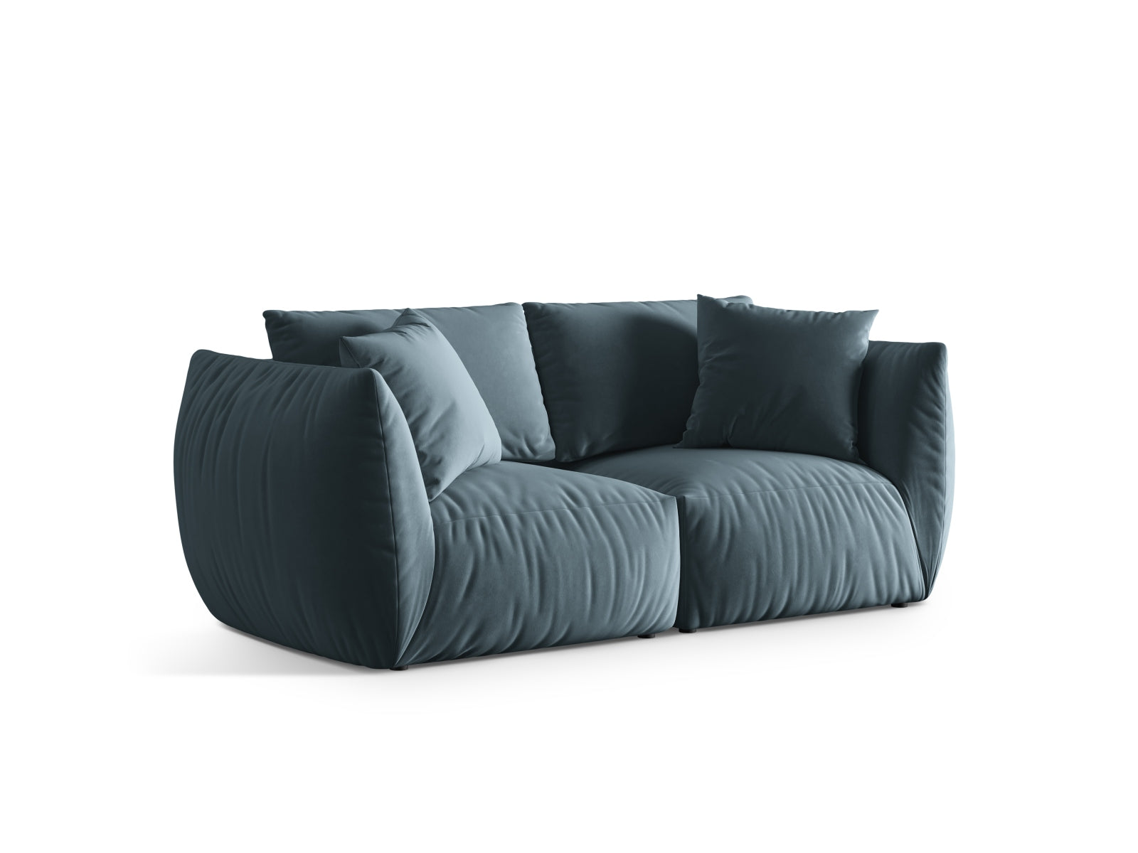 Modernes 3-Sitzer Sofa Chris Velour in sanftem Pastellblau, perfekt für gemütliche und stilvolle Wohnambiente von Micadoni.