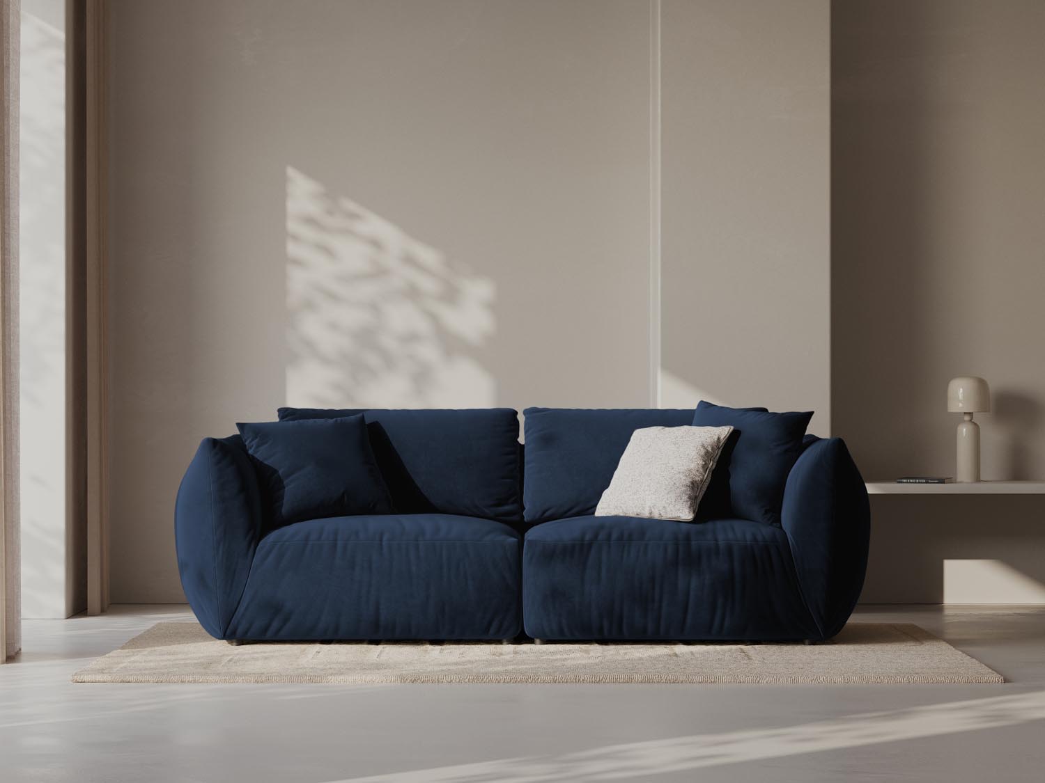 Elegantes Chris Velour Modular Sofa in Royalblau, ideal für stilvolle Wohnräume. Komfortabler 3-Sitzer von Micadoni.