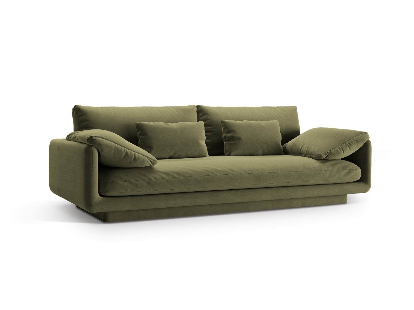 Elegantes Torino Velour Sofa in sanftem Hellgrün, ideal für stilvolle Wohnräume. Hochwertige Verarbeitung von Micadoni.