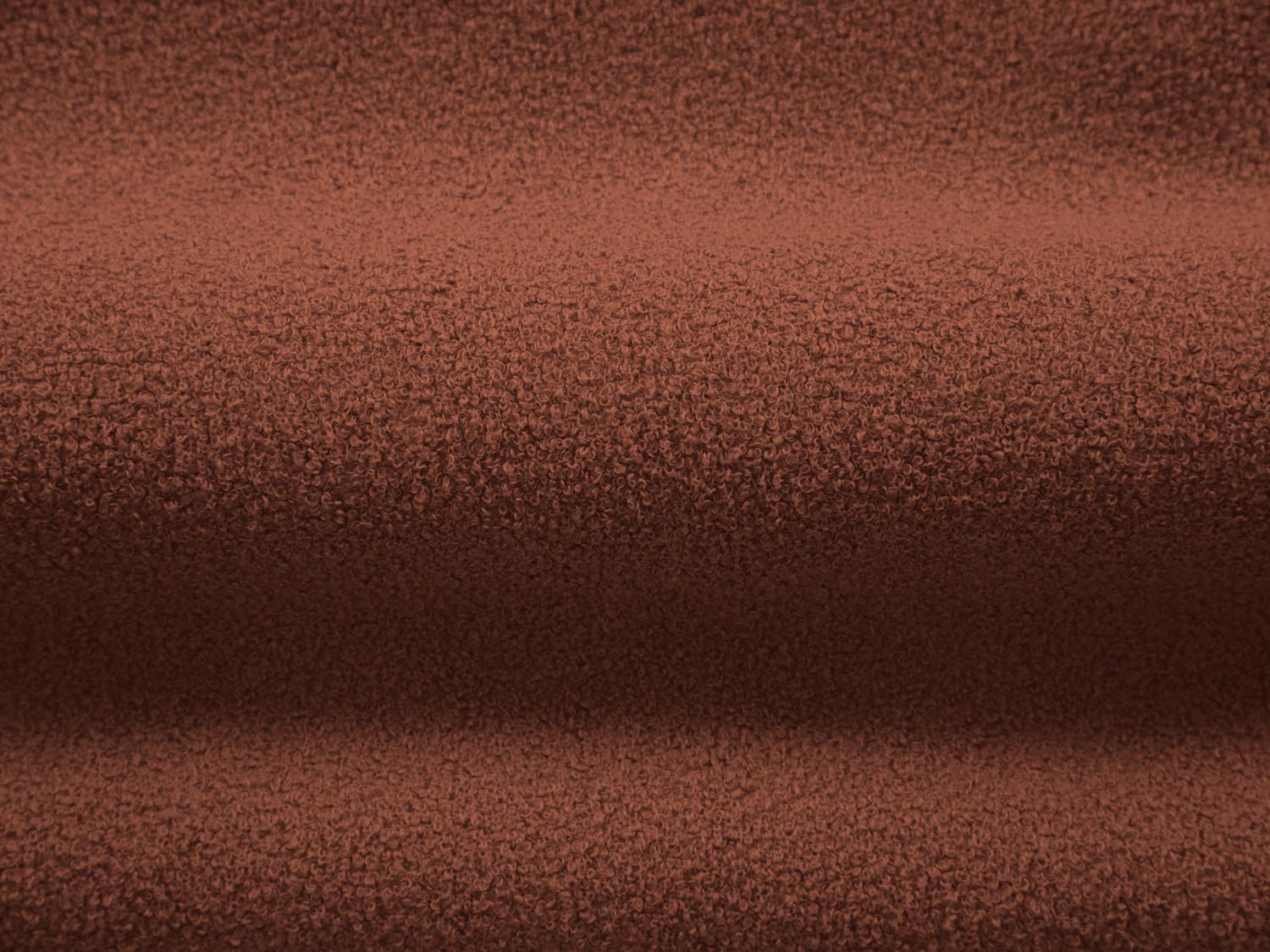 Elegantes 3-Sitzer Sofa Jenny in stilvollem Ziegelrot, aus kuscheligem Boucle-Stoff, ideal für gemütliche Wohnzimmergestaltung.