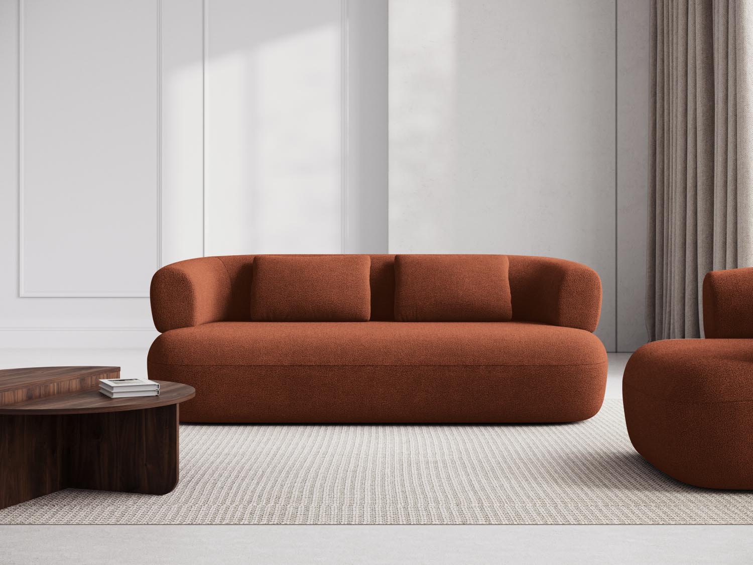 Entdecken Sie das stilvolle Jenny Boucle Sofa 3 Sitzer von Micadoni – der Inbegriff von Eleganz und Komfort für Ihr Zuhause.