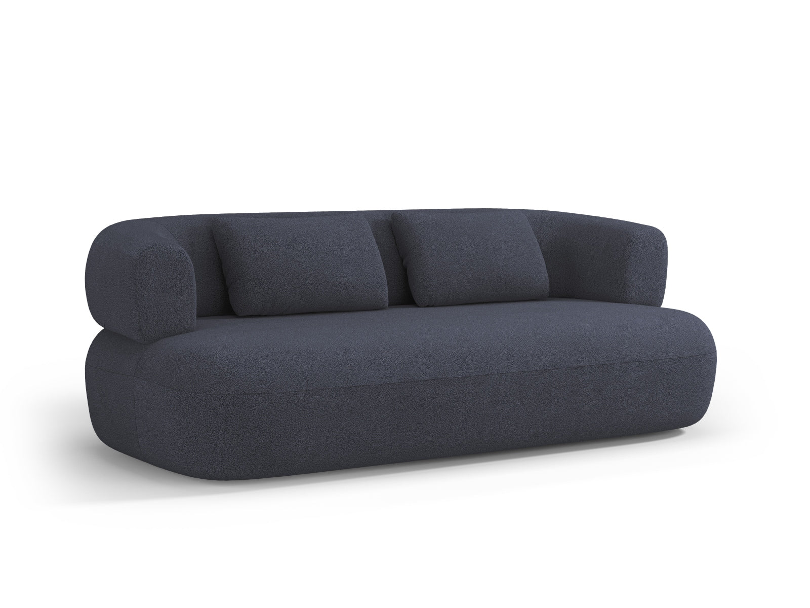 Stilvolles 3-Sitzer Boucle Sofa in Dunkelblau von Micadoni, perfekt für moderne Wohnzimmer und entspannte Stunden.