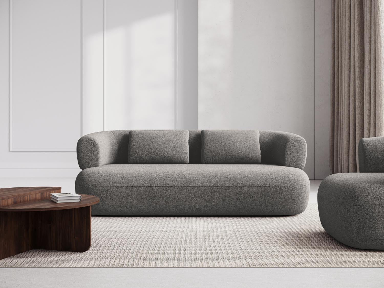 Entdecken Sie das stilvolle Jenny Boucle Sofa 3 Sitzer von Micadoni – ideal für Komfort und Eleganz in jedem Raum.