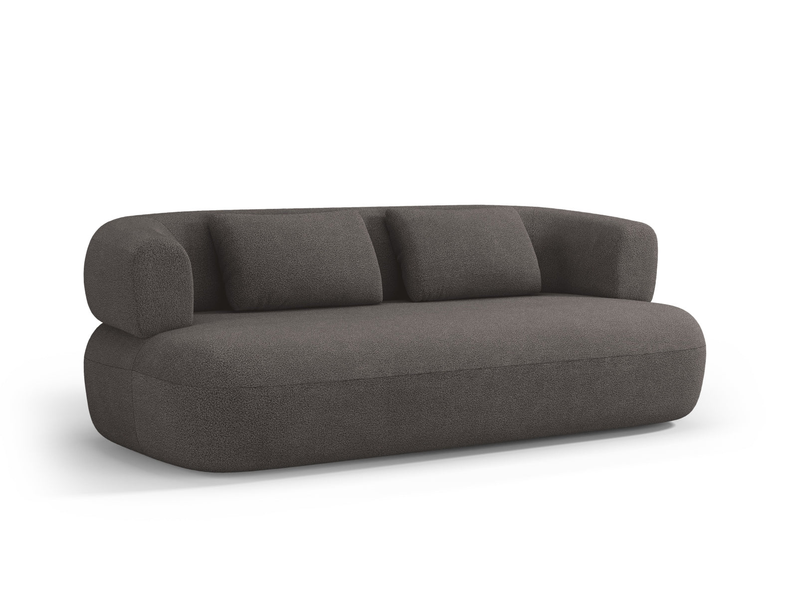 Modernes 3-Sitzer Sofa Jenny Boucle in sanftem Grau von Micadoni, perfekt für einladende Wohnzimmer und entspannte Stunden.
