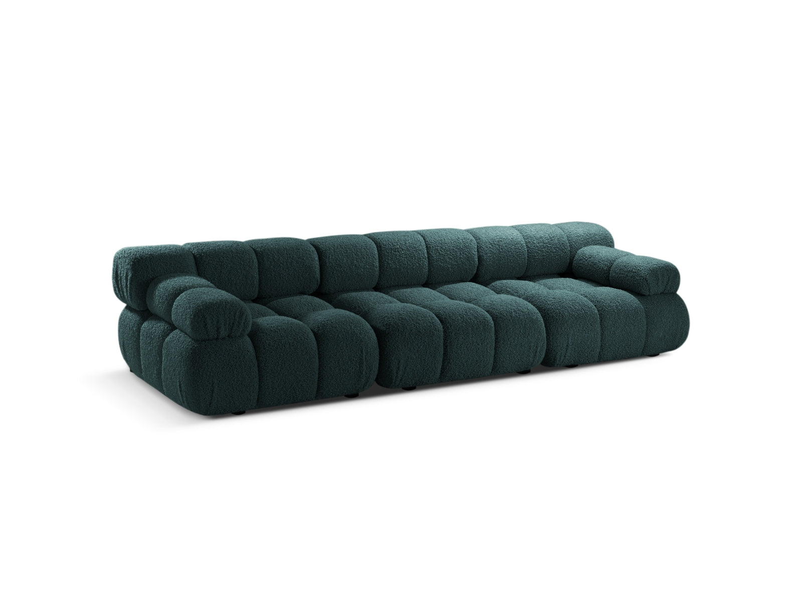 Elegantes Bellis Boucle 3-Sitzer Sofa in Petrol, modulare Gestaltung für individuellen Komfort und stilvolle Akzente in jedem Wohnraum.