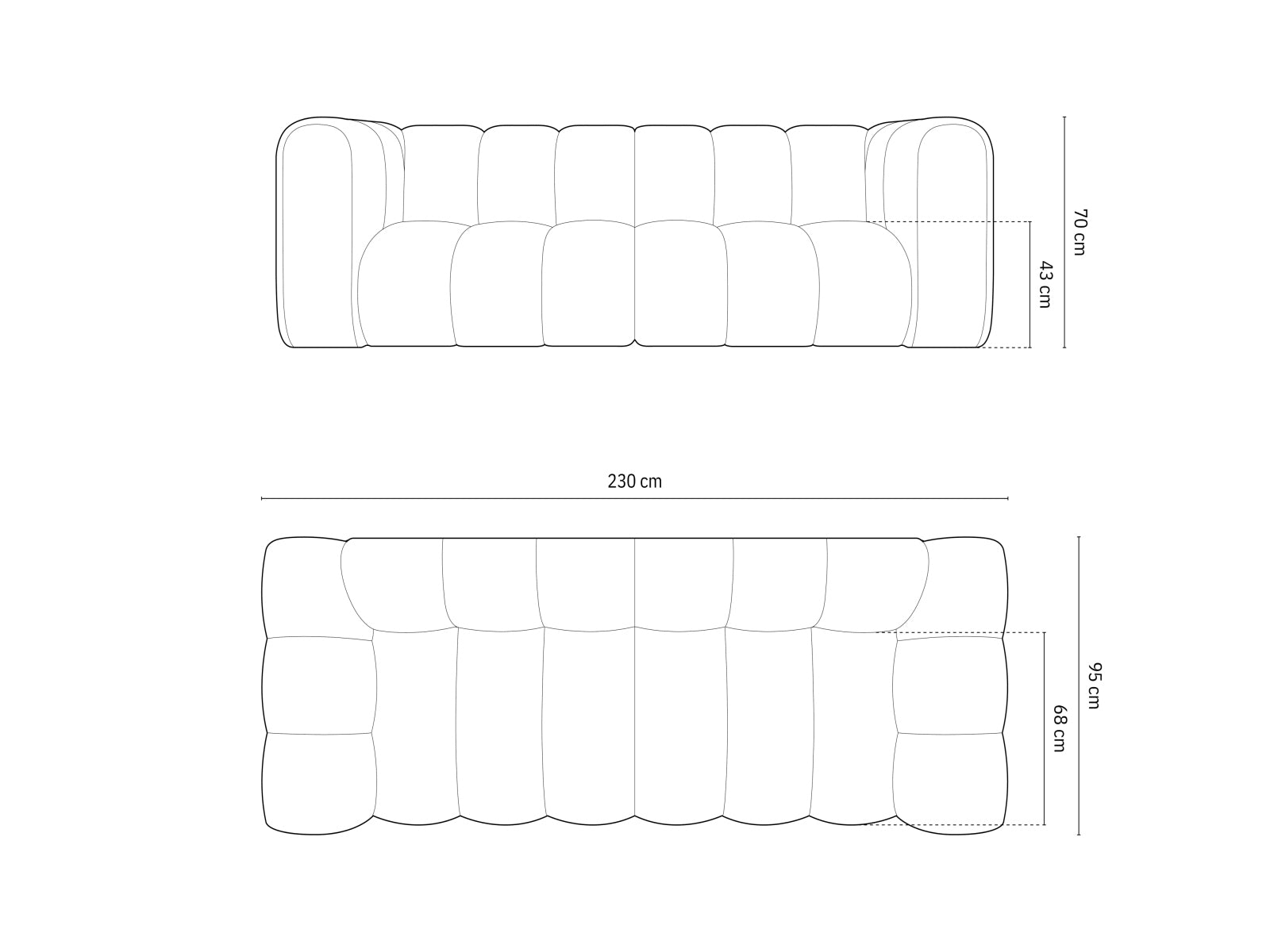 Modernes 3-Sitzer Sofa Lupine in zartem Beige, perfekt für gemütliche Wohnzimmer. Hochwertige Materialien und zeitgemäßes Design von Micadoni.
