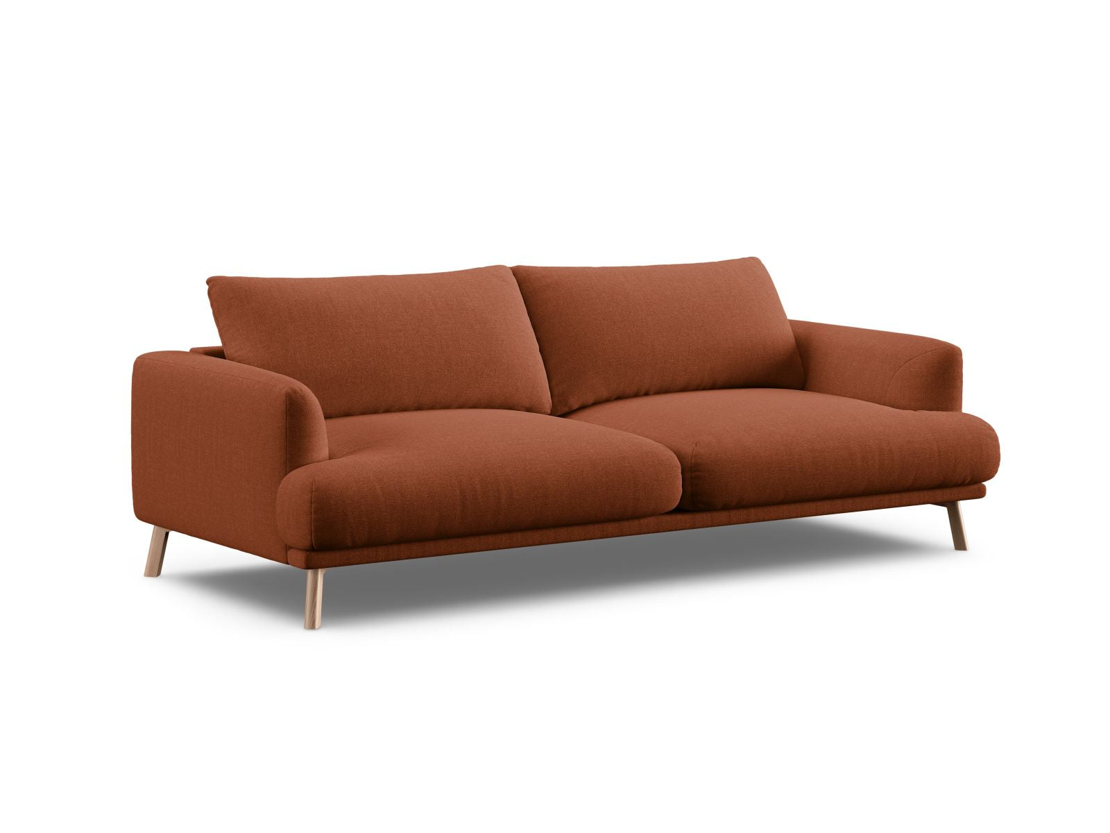 Elegantes 3-Sitzer Sofa Naomi in warmem Brick-Liberty, ideal für stilvolle Wohnräume, erhältlich bei KAQTU Design AG.