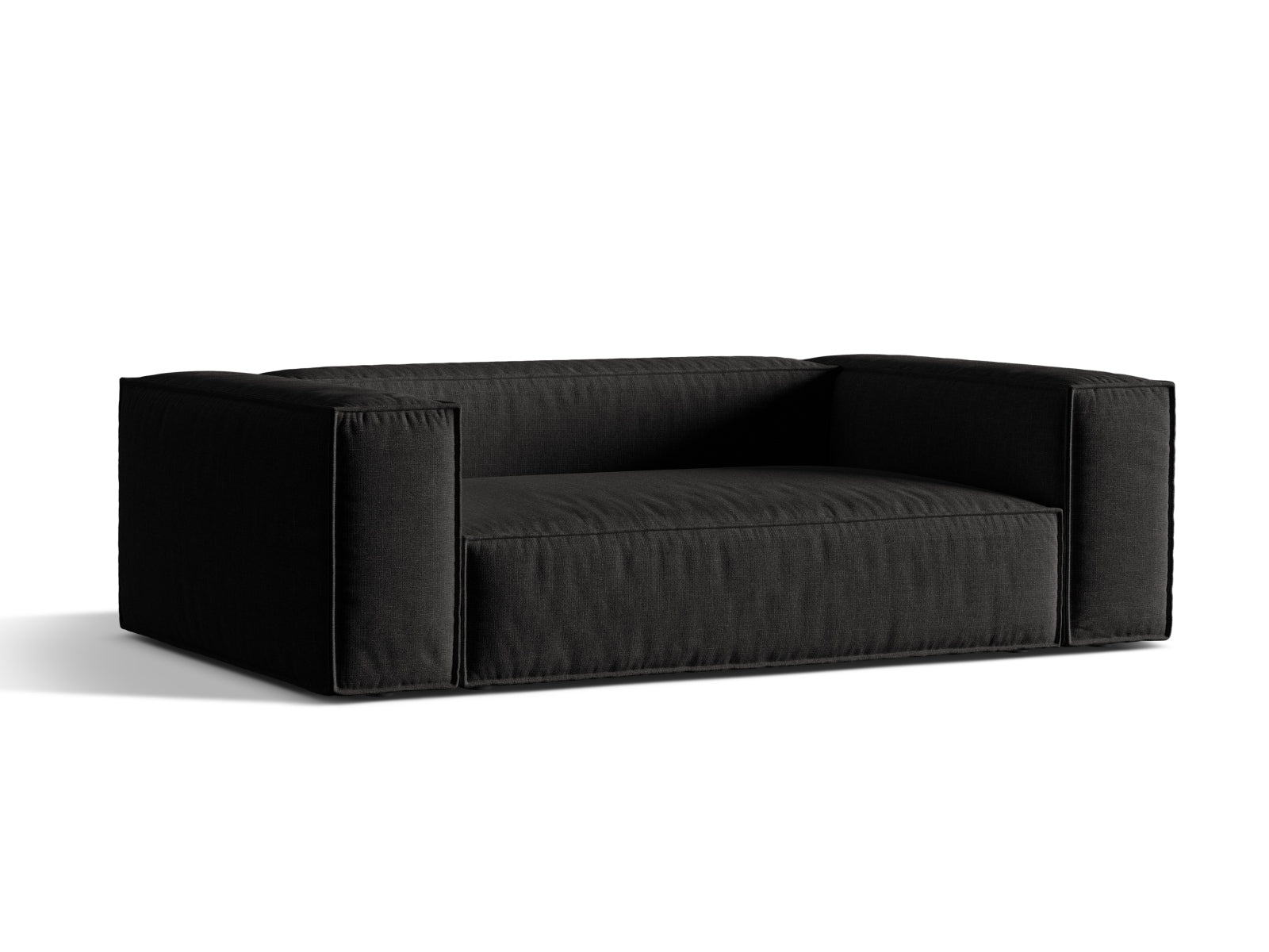 Elegantes 3-Sitzer Sofa Nuria in stilvollem Schwarz, ideal für moderne Wohnräume, erhältlich bei KAQTU Design AG.