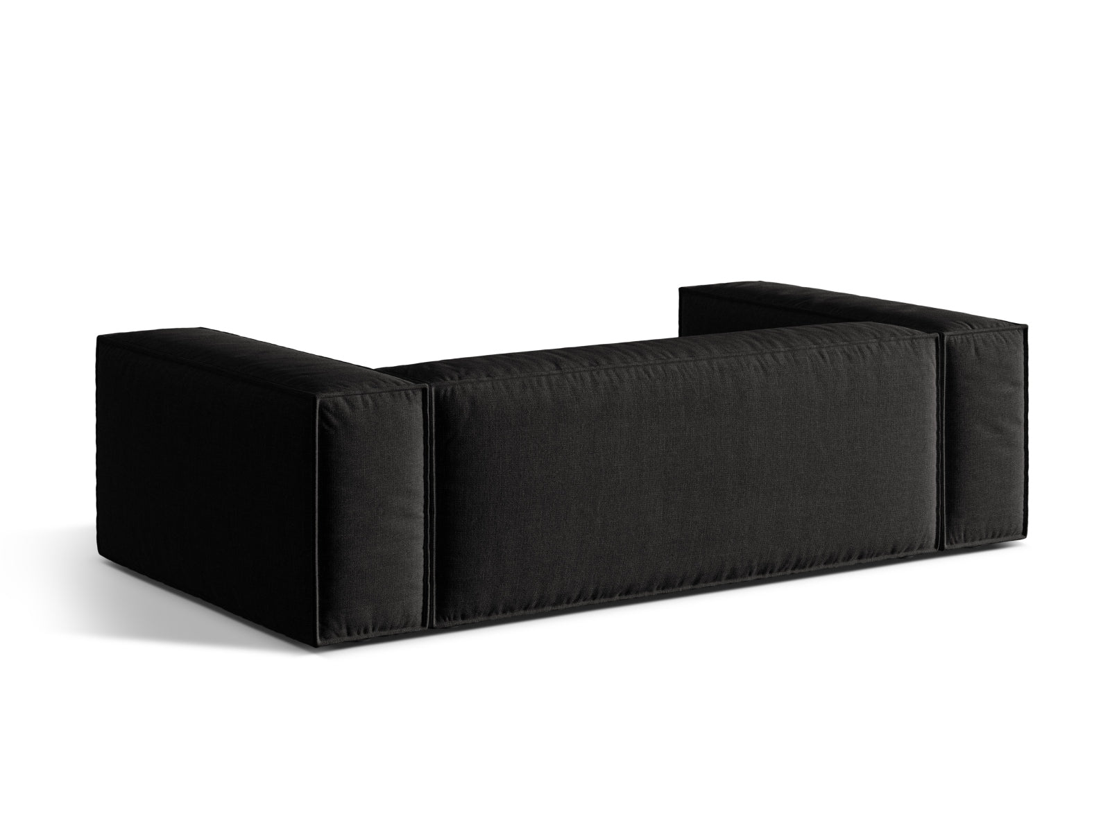 Elegantes 3-Sitzer Sofa Nuria in zeitlosem Schwarz, ideal für moderne Wohnräume und entspannte Abende, erhältlich bei KAQTU.