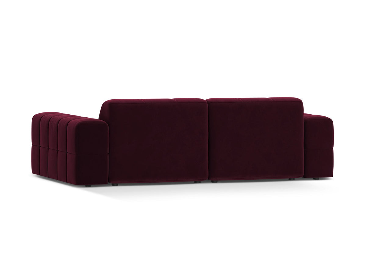 Beige gepolstertes 3er Sofa Jennifer von Micadoni mit schwarzen Kunststoffbeinen und leicht geneigter Rückenlehne, Stoffbezug Bluvel.